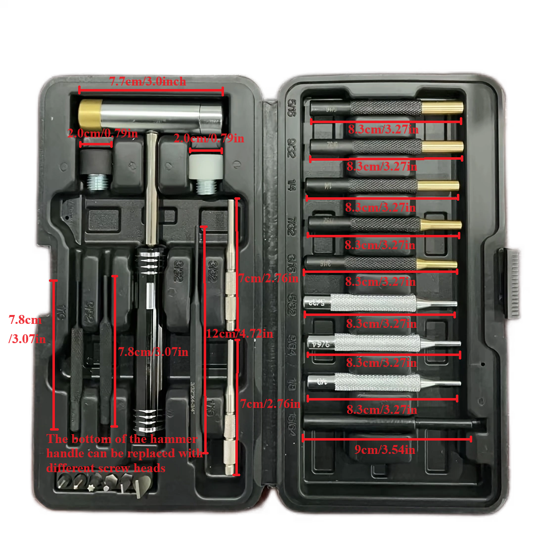 Punch kit, punch tool, roll pin punch kit for hunting and shotting without workbench