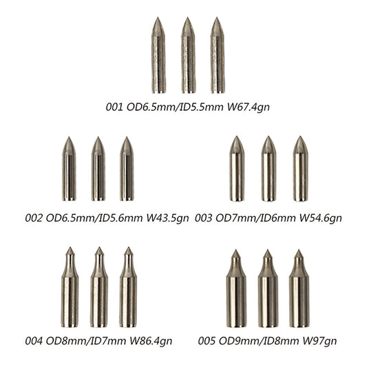12Pcs Stainless Steel Field Points Bullet Style Archery Target Arrow Tips for 5.5–8mm Arrow Shafts