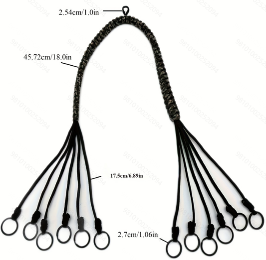 Outdoor trophy hunting lanyard, high-quality material lanyard with 12 high-quality metal rings, outdoor woven duck lanyard