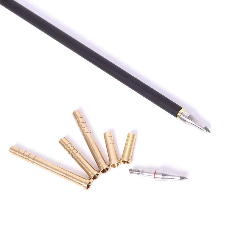 6Pcs Brass Arrow Inserts 37–250 Grain Weighted Arrow Shaft Inserts for Archery Arrows