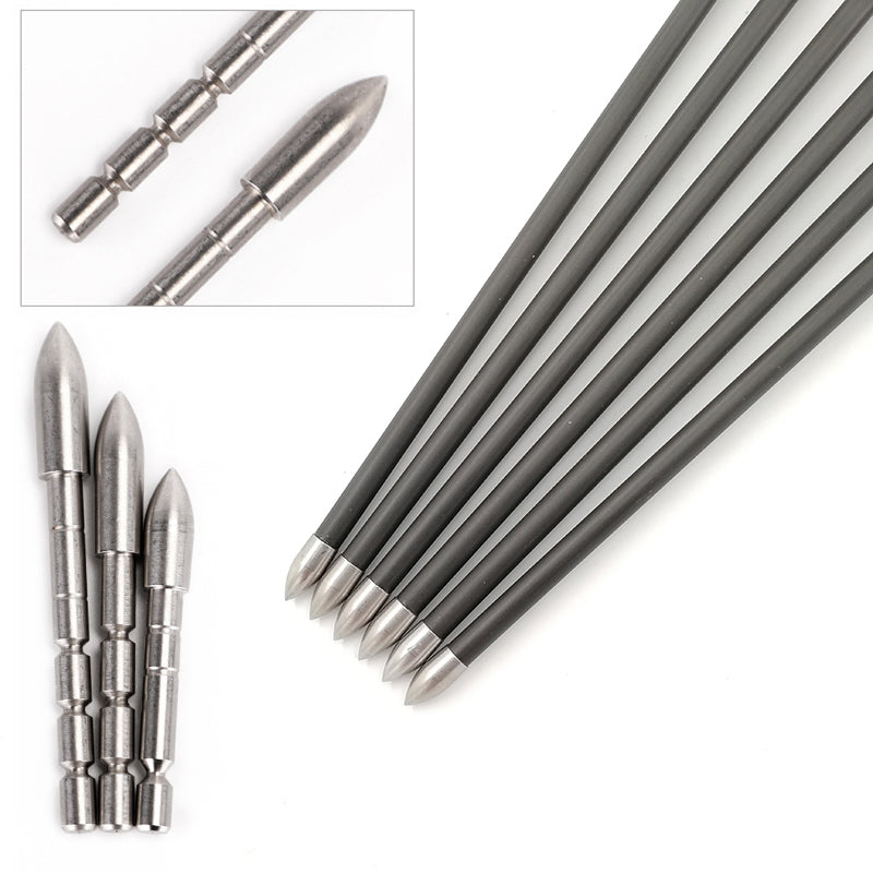 12Pcs 4.2mm Stainless Steel Arrow Points 80/100/120 Grain Target Arrow Tips for Archery Practice