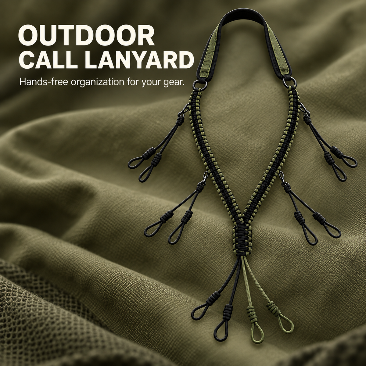 Hand Woven Duck Call Lanyard 12 Call Holder with Comfortable Neck Strap