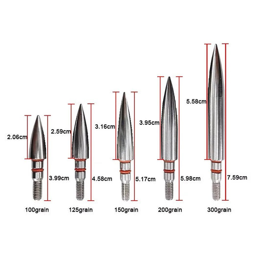 12Pcs Steel Target Arrow Points 100/125/150/200/300 Grain Archery Field Tips for Target Practice