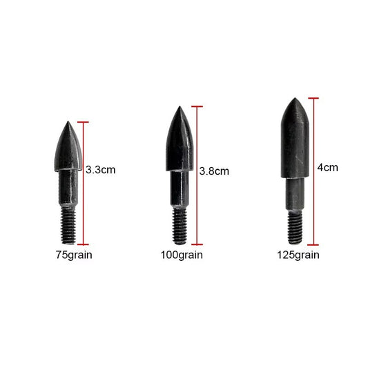 12Pcs Steel Screw-In Field Points 75/100/125 Grain Bullet Arrow Tips for Target Archery