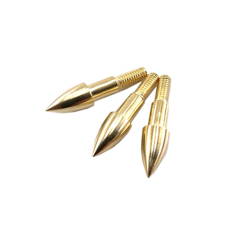12Pcs Gold Target Arrow Points 75/100 Grain Metal Arrow Tips for 6.2mm ID Archery Shafts