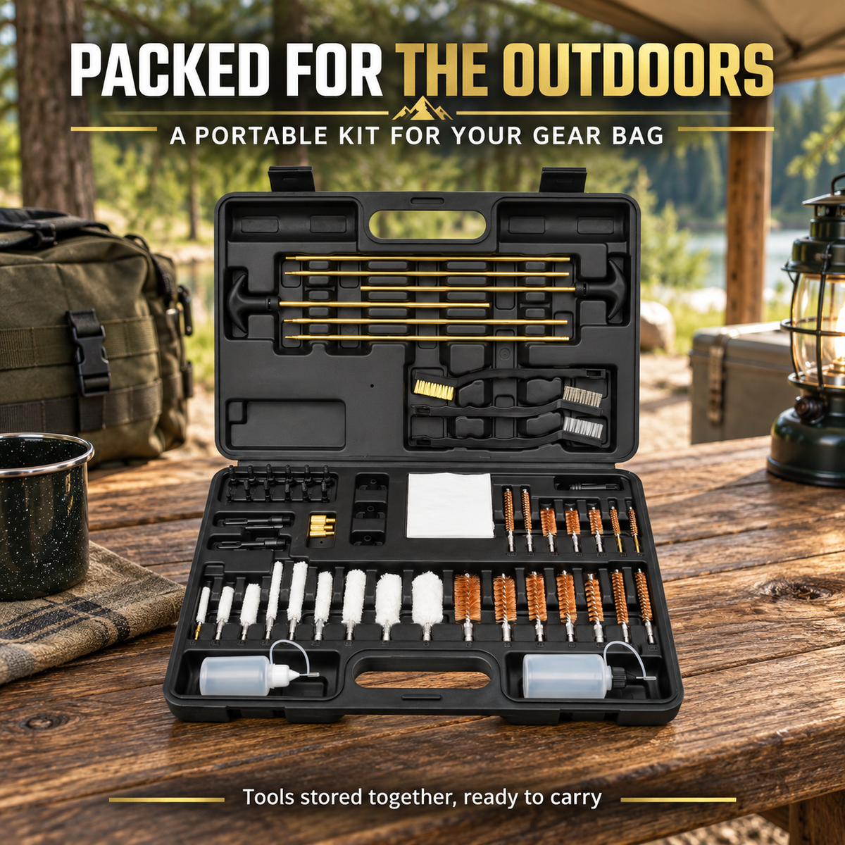 Universal Gun Cleaning Kit with Multi Caliber Brushes Portable Case