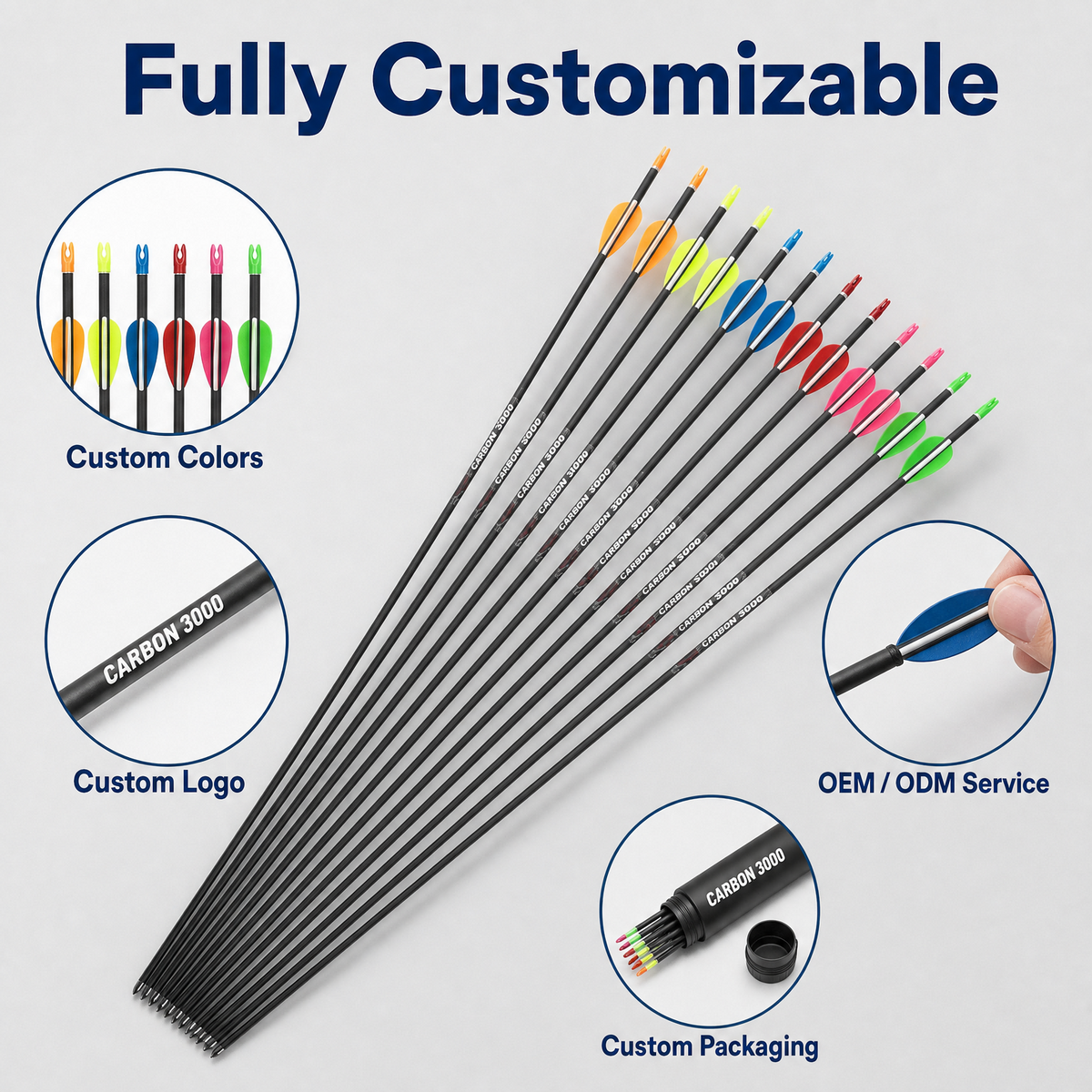 12Pcs Carbon Arrow Shafts Spine 700 Archery Raw Shafts for Recurve Compound Bow Target Shooting