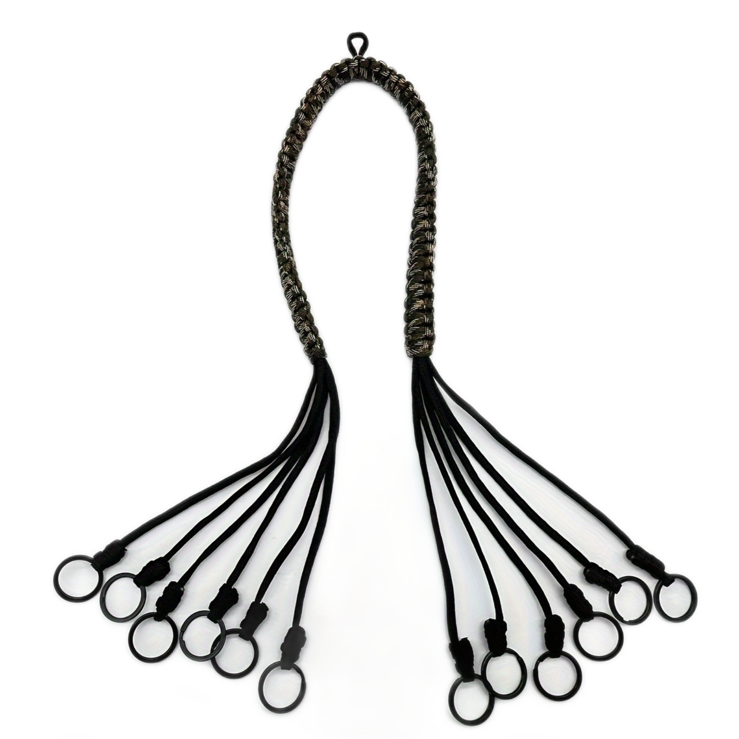 Outdoor trophy hunting lanyard, high-quality material lanyard with 12 high-quality metal rings, outdoor woven duck lanyard