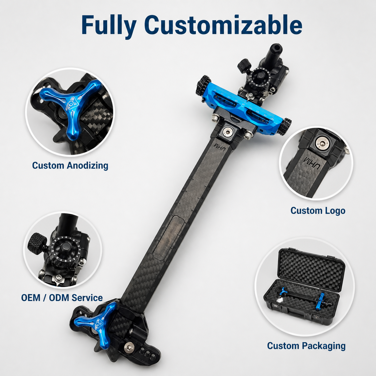 Adjustable 3-Axis Compound Bow Sight with Carbon Fiber Extension Bara