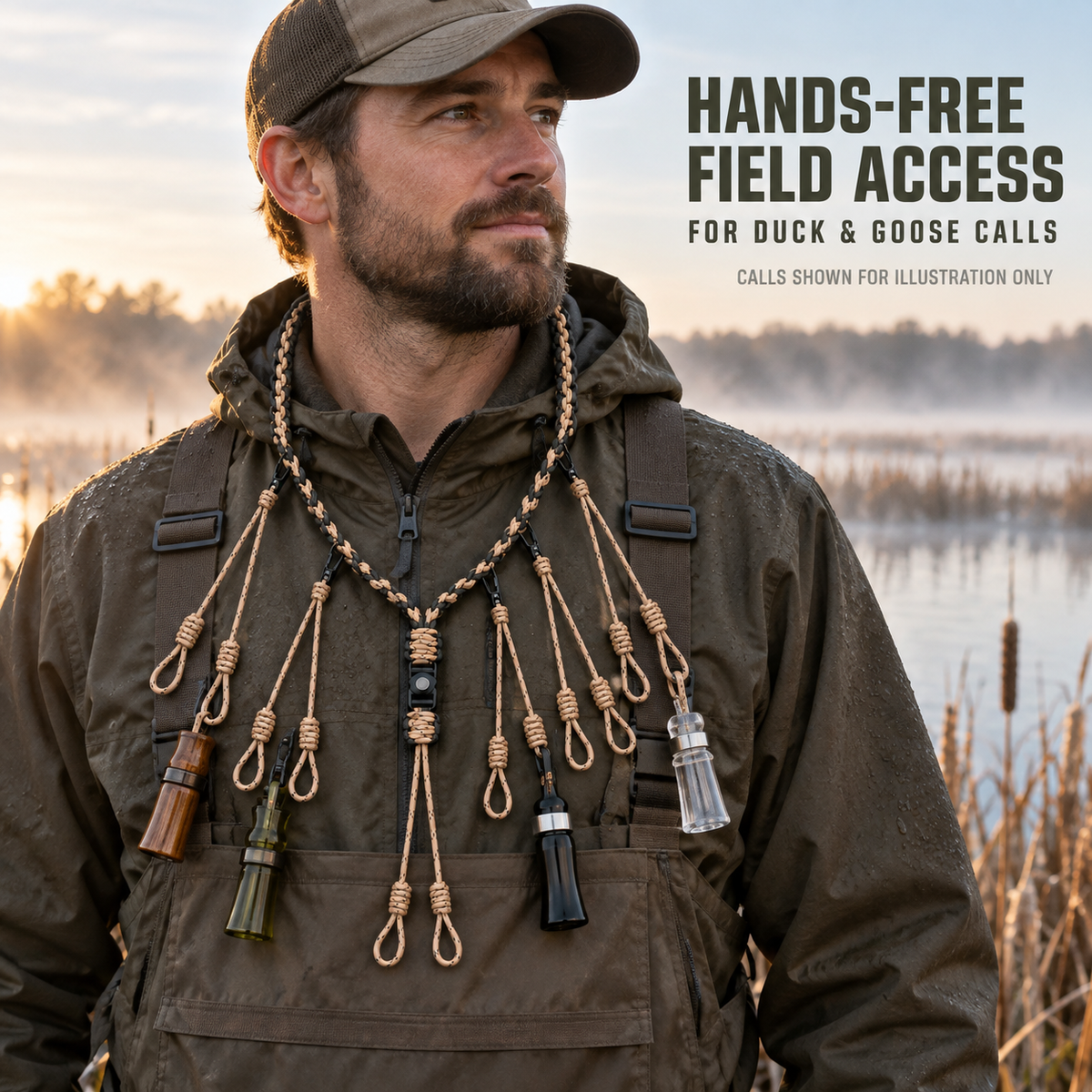 12 Loop Duck Call Lanyard Hand Braided Nylon Waterfowl Call Holder