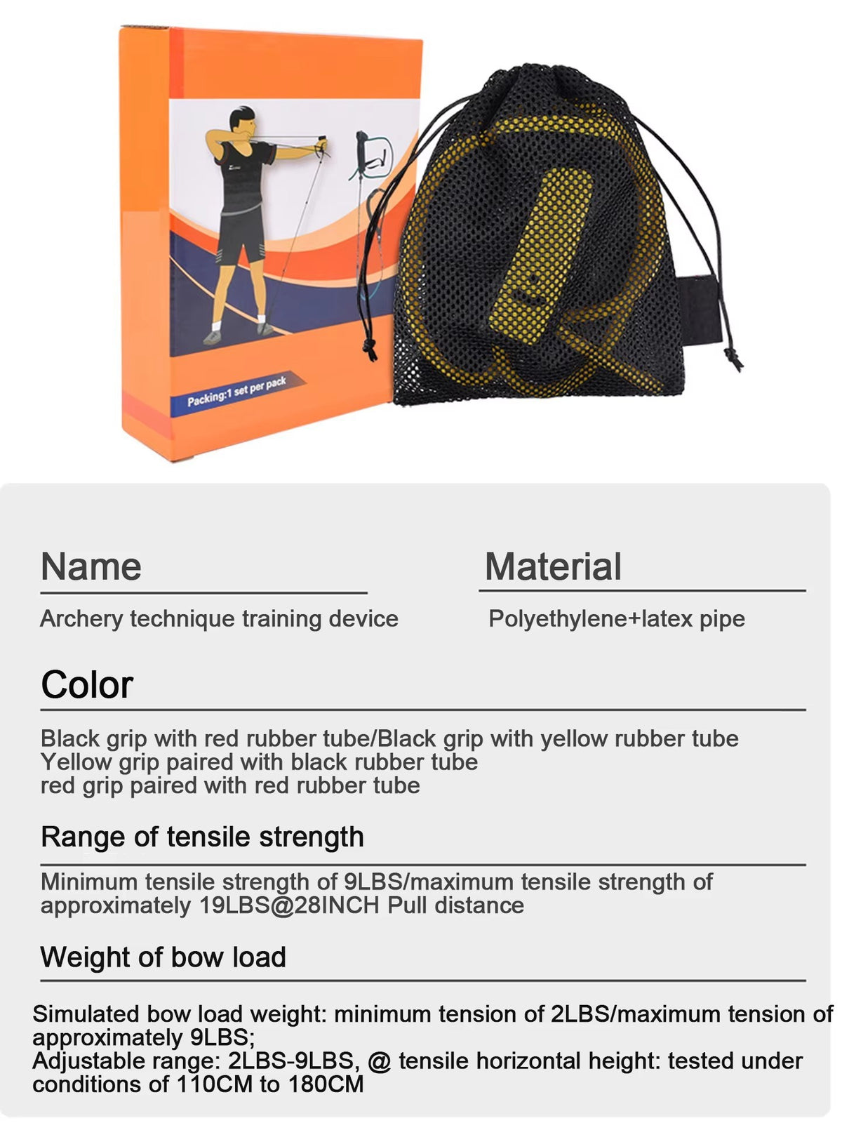 Archery Resistance Band Trainer Portable Bow Draw Strength Training Device for Archers