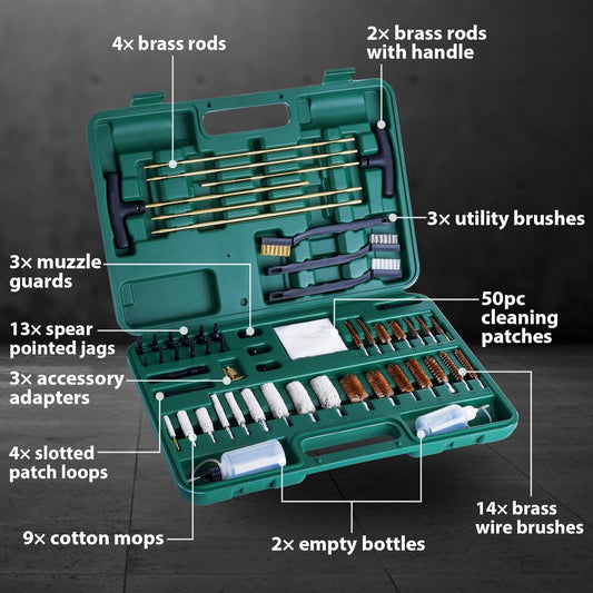 Universal Gun Cleaning Kit, Brushes Gun Cleaning Tool Set for Pistols Hunting Handgun Shot Guns Rifle with Travel Size Portable Case