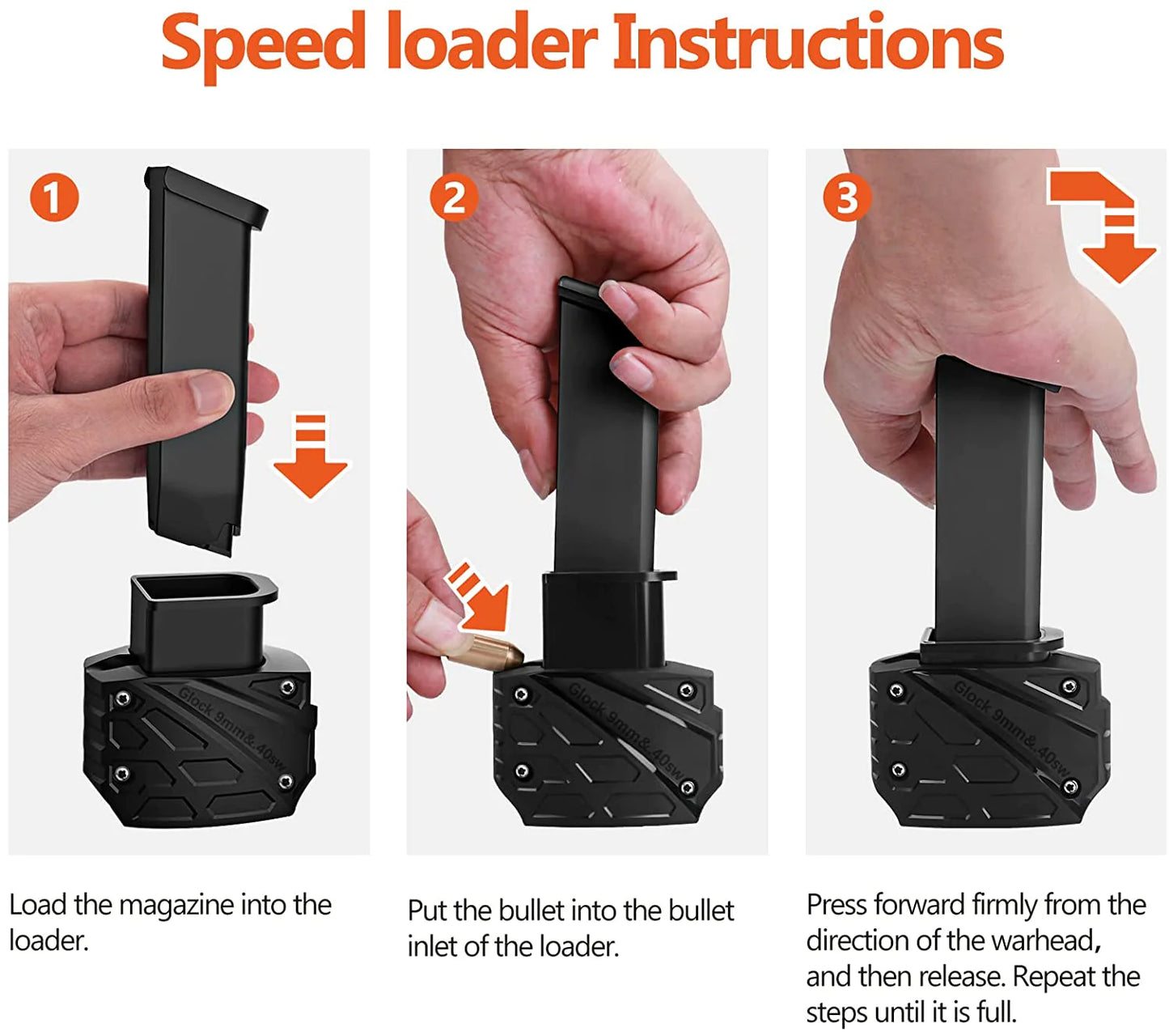 Magazine Speed Loader for Glock 9mm/.40.Fits Glock 17,18,19,22,23,24,26,27,34,35,45 and 47