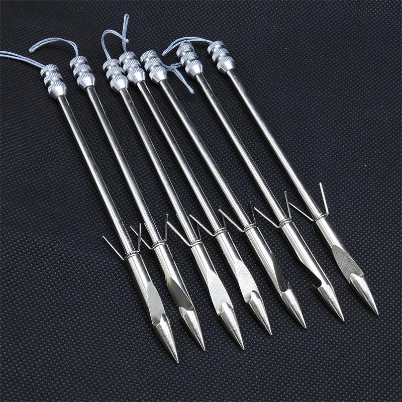 6Pcs Stainless Steel Fish Darts 9.3cm and 14.5cm Metal Fishing Darts for Outdoor Bowfishing