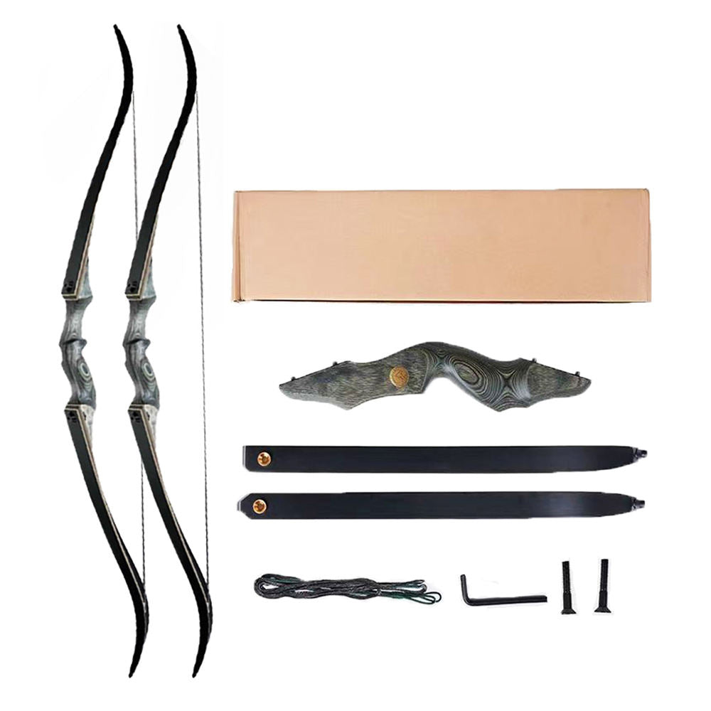 60 Inch Traditional Takedown Recurve Bow Wooden Riser 25 to 60 LBS
