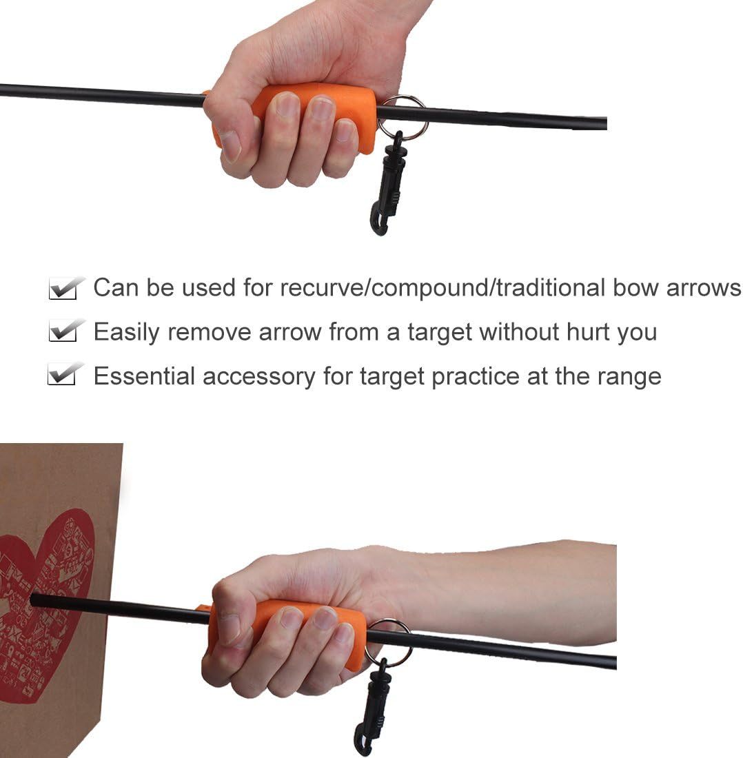 Archery Arrow Puller Non Slip Rubber Arrow Remover with Quick Release Clip