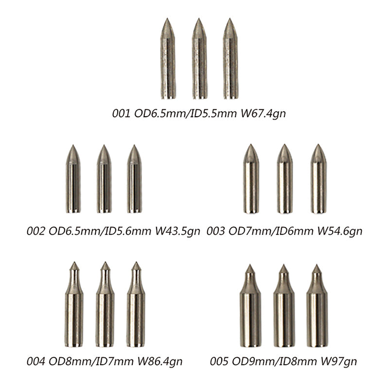 12Pcs Stainless Steel Field Points Bullet Style Archery Target Arrow Tips for 5.5–8mm Arrow Shafts