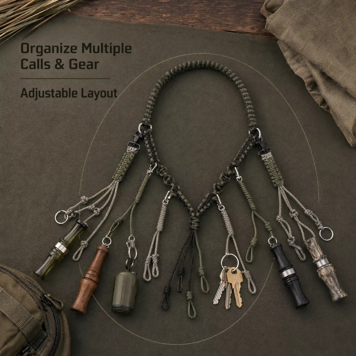 Braided Duck Call Lanyard Neck Strap Multiple Loops