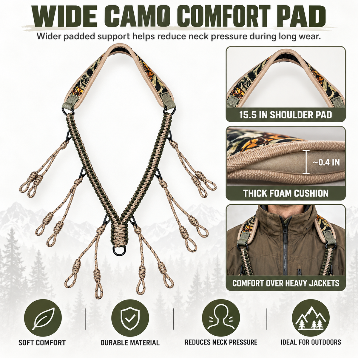 Hand Braided Duck Call Lanyard with Quick Release Loops Padded Neck Strap