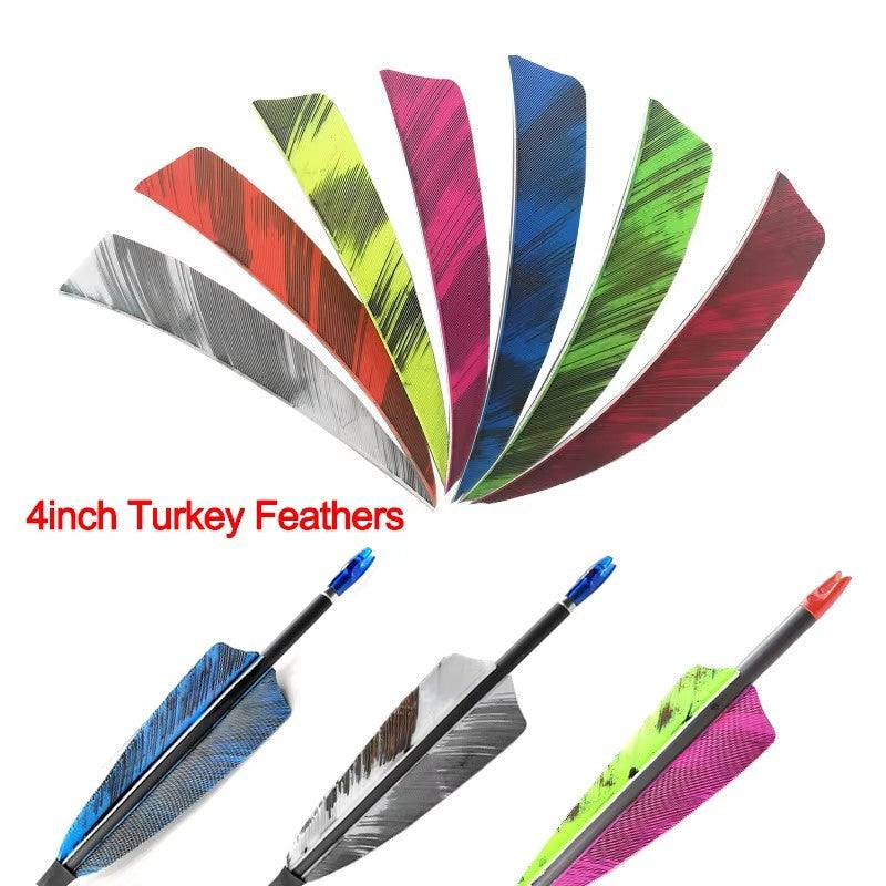 12Pcs 4 Inch Turkey Feather Fletching Natural Camouflage Arrow Feathers for DIY Archery