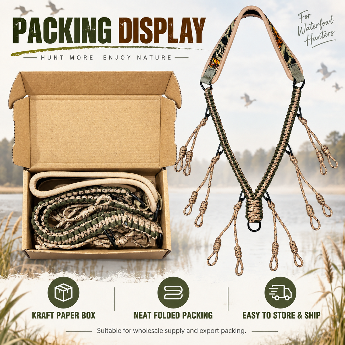 Hand Braided Duck Call Lanyard with Quick Release Loops Padded Neck Strap