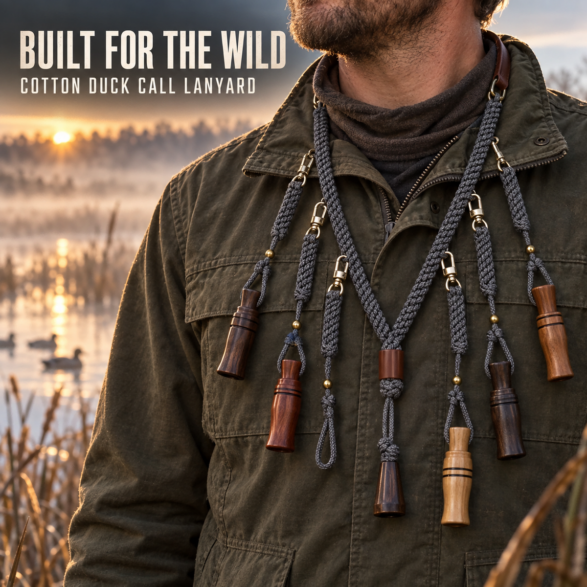 Camo Duck Call Lanyard with Multi Loop Braided Cord Comfortable Neck Strap