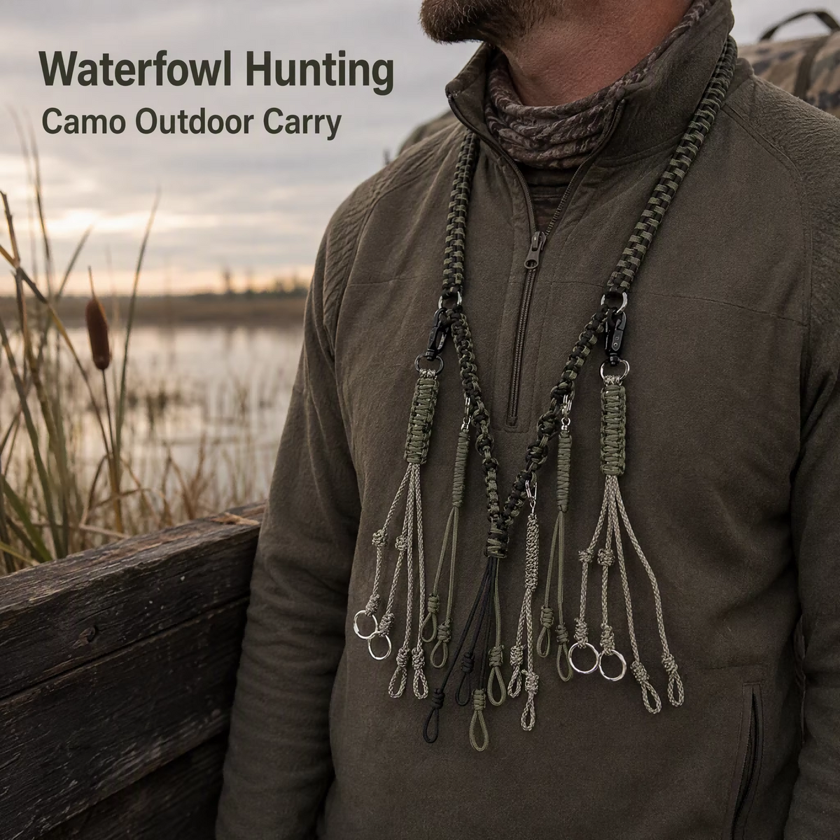 Braided Duck Call Lanyard Neck Strap Multiple Loops