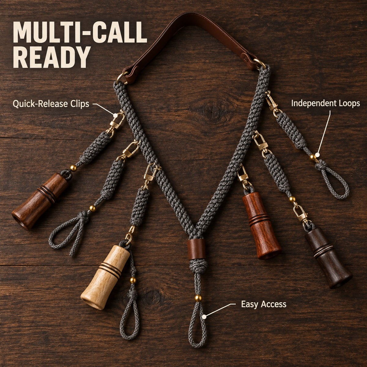Camo Duck Call Lanyard with Multi Loop Braided Cord Comfortable Neck Strap