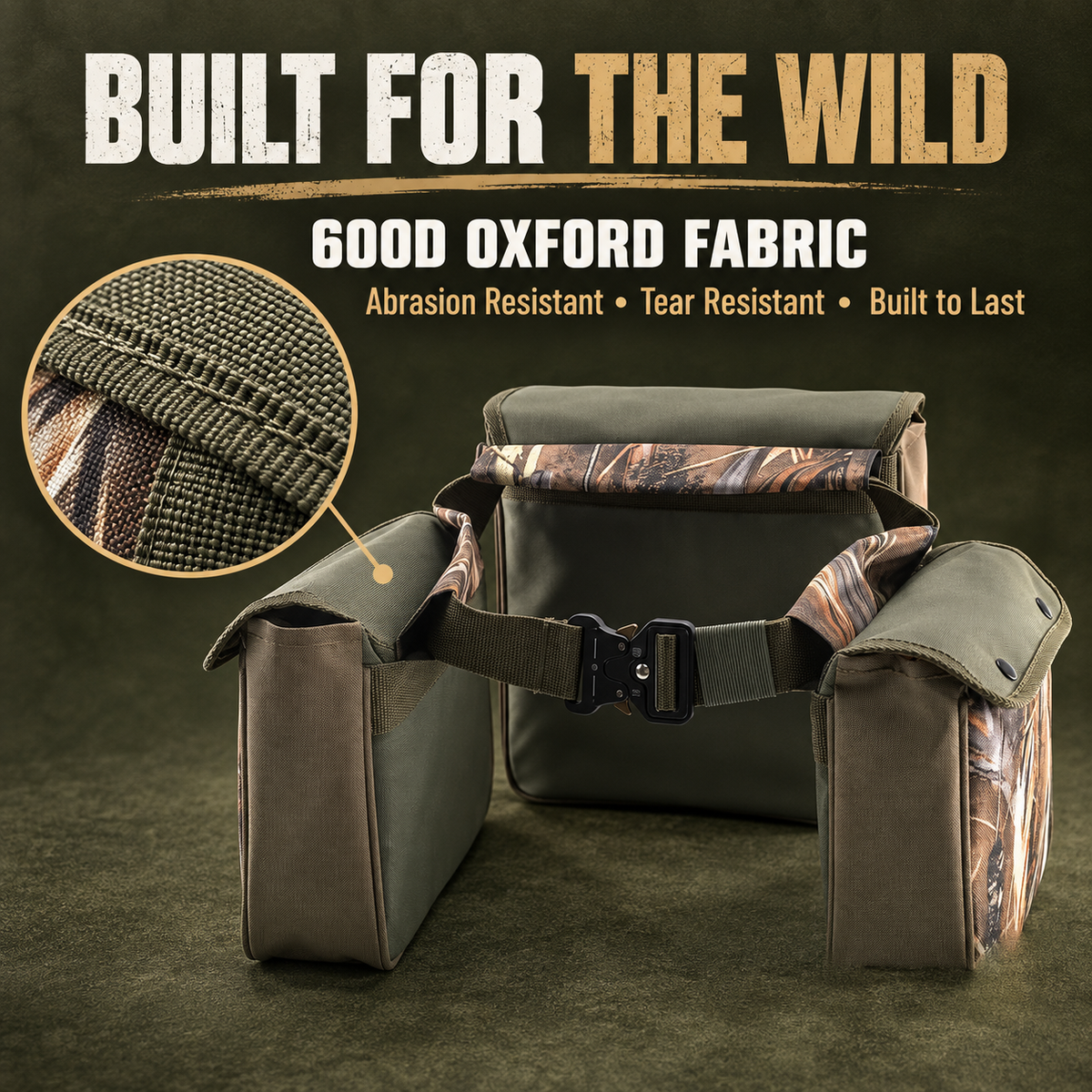 600D Oxford Camo Hunting Waist Belt with Storage Pouches