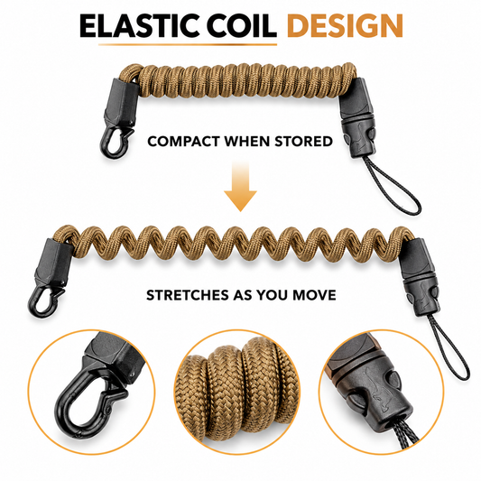 Elastic Coiled Rangefinder Tether with Swivel Clip Anti Loss Gear Lanyard