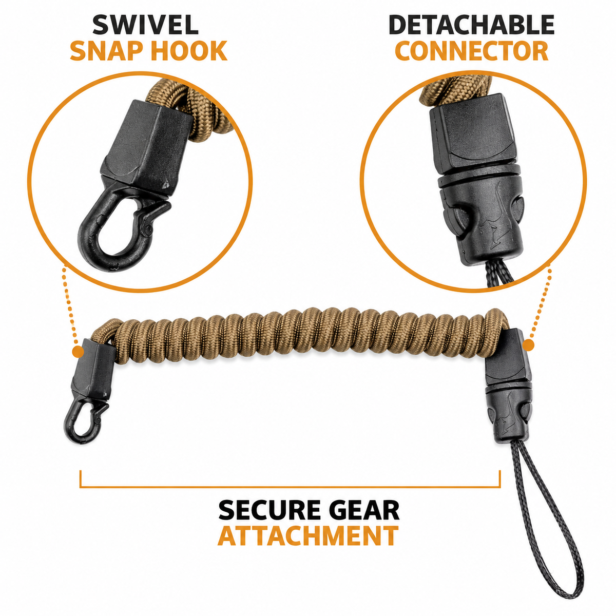 Elastic Coiled Rangefinder Tether with Swivel Clip Anti Loss Gear Lanyard