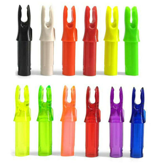 12Pcs 6.2mm Insert Arrow Nocks Colorful Plastic Replacement Nocks for Archery Arrow Shafts
