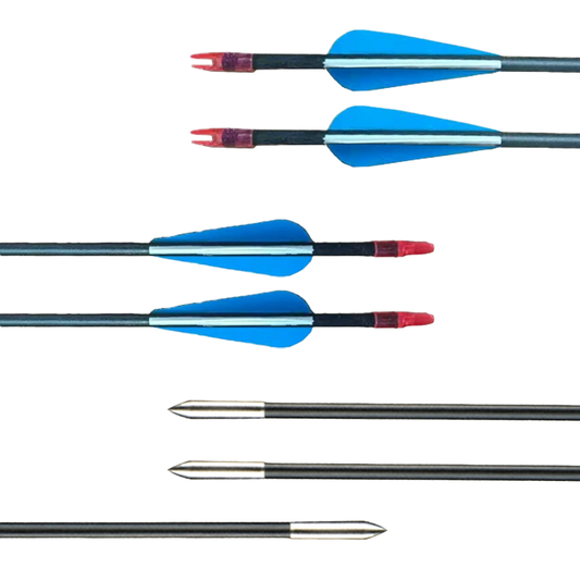 12pcs 31.5 Inch Carbon Composite Arrows 4.2mm ID with Steel Tips Plastic Vanes