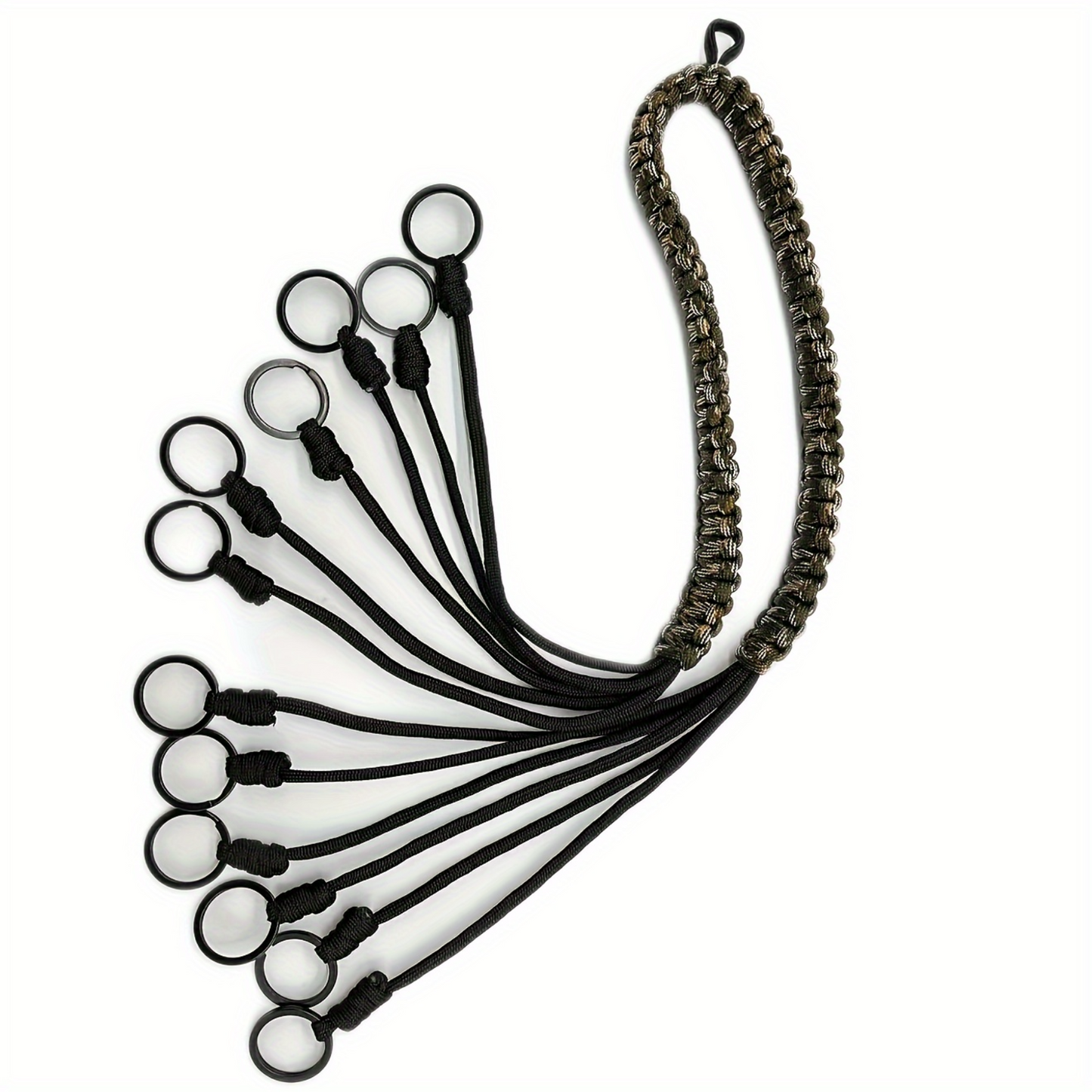 Outdoor trophy hunting lanyard, high-quality material lanyard with 12 high-quality metal rings, outdoor woven duck lanyard