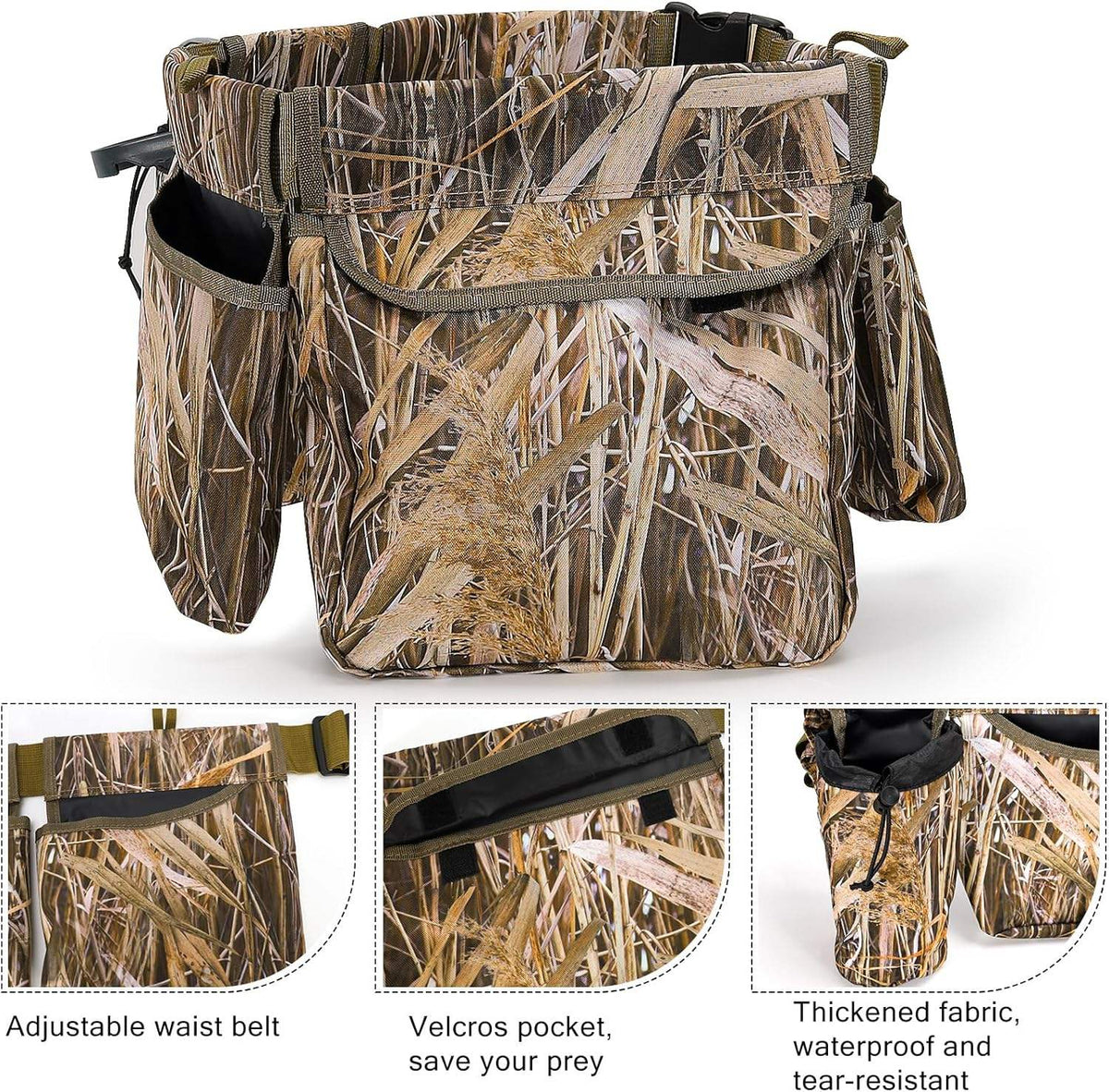 Adjustable Camo Dove Hunting Belt with Multi-Pocket Game Bags