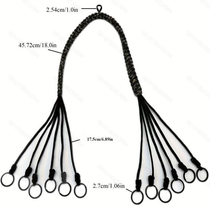 Outdoor trophy hunting lanyard, high-quality material lanyard with 12 high-quality metal rings, outdoor woven duck lanyard