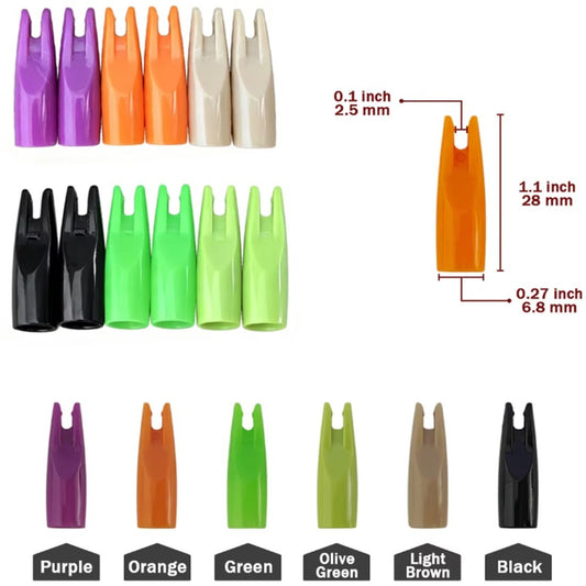 12Pcs 7mm Plastic Arrow Nocks Colorful Replacement Nocks for Archery Arrow Shafts