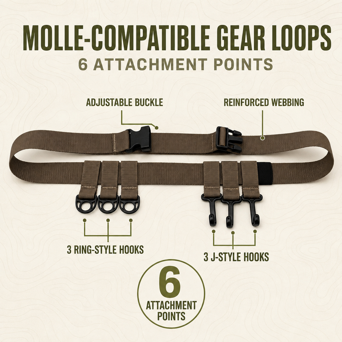 Adjustable MOLLE Gear Hanger Strap for Tree Stand Outdoor Storage