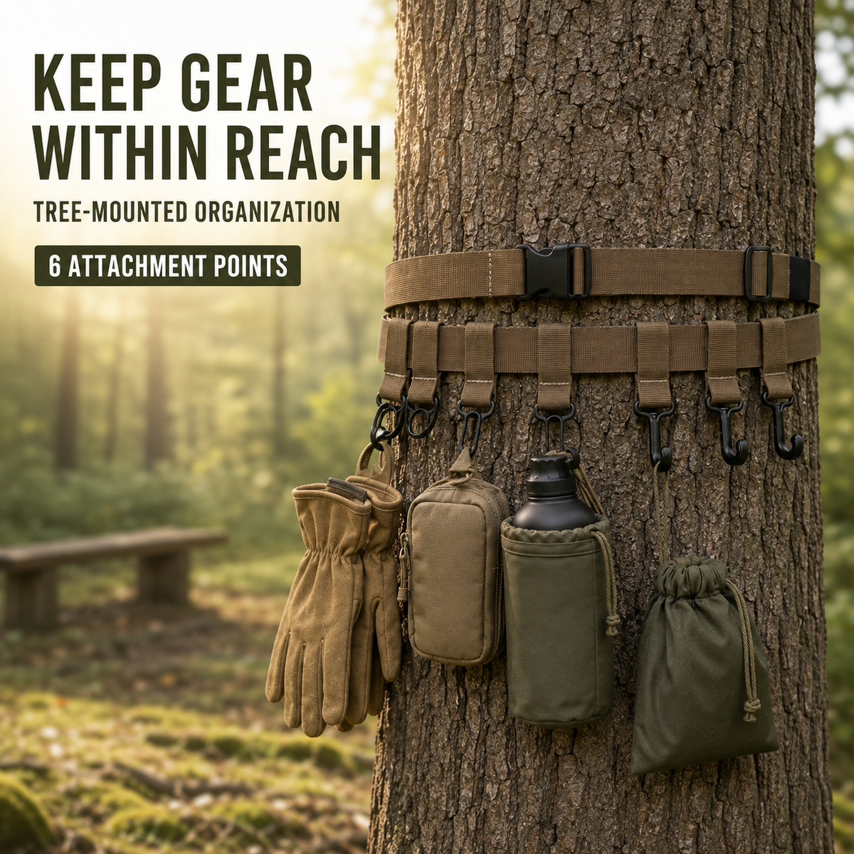 Adjustable MOLLE Gear Hanger Strap for Tree Stand Outdoor Storage