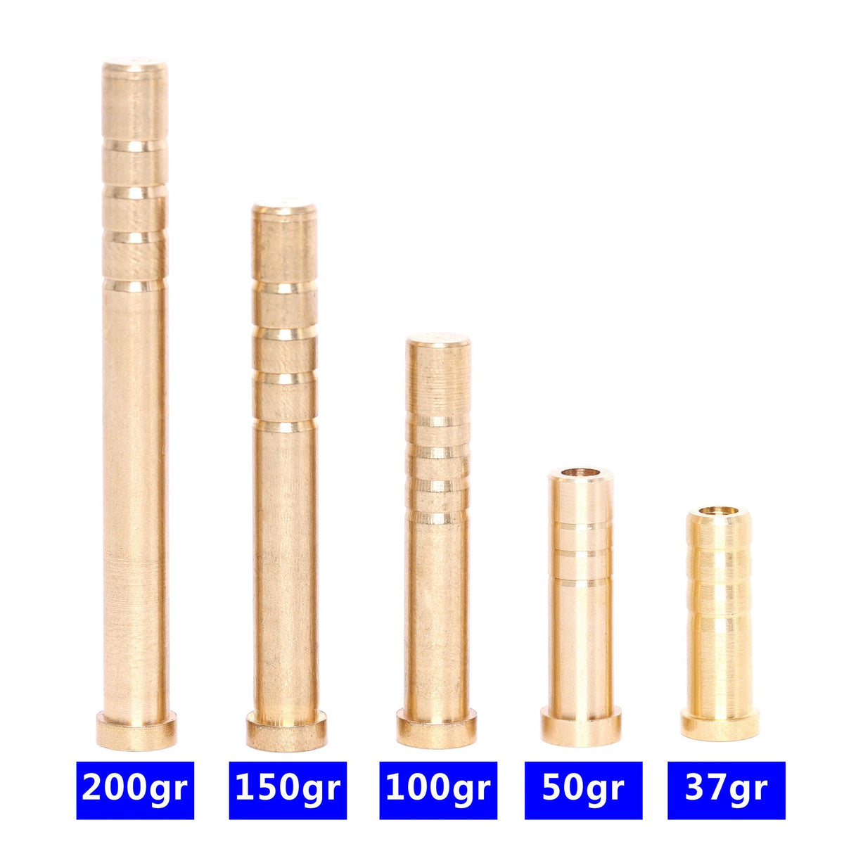 6Pcs Brass Arrow Inserts 37–250 Grain Weighted Arrow Shaft Inserts for Archery Arrows