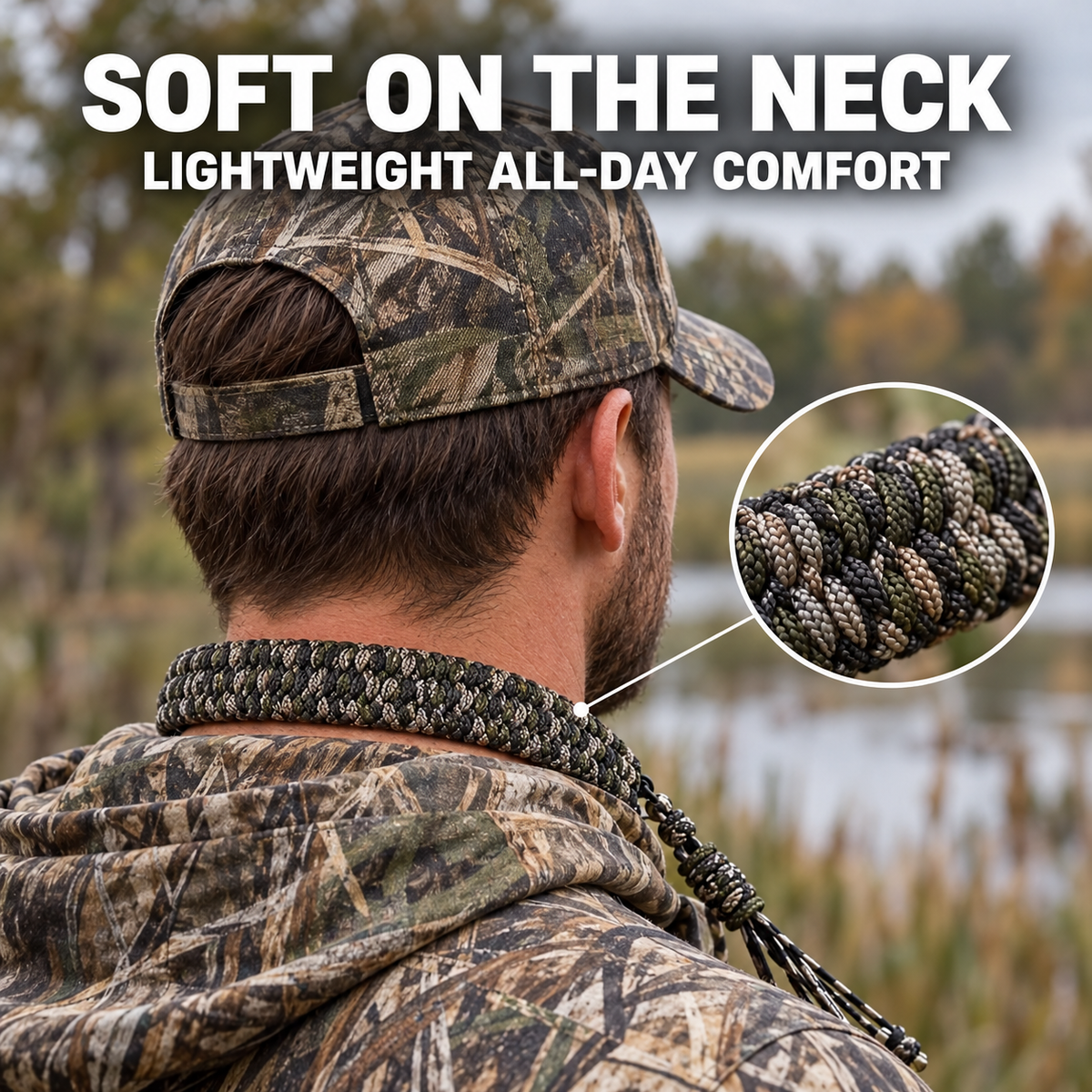 Camo Duck Call Lanyard Hand Braided 7 Strand Paracord with Multi Loop Design