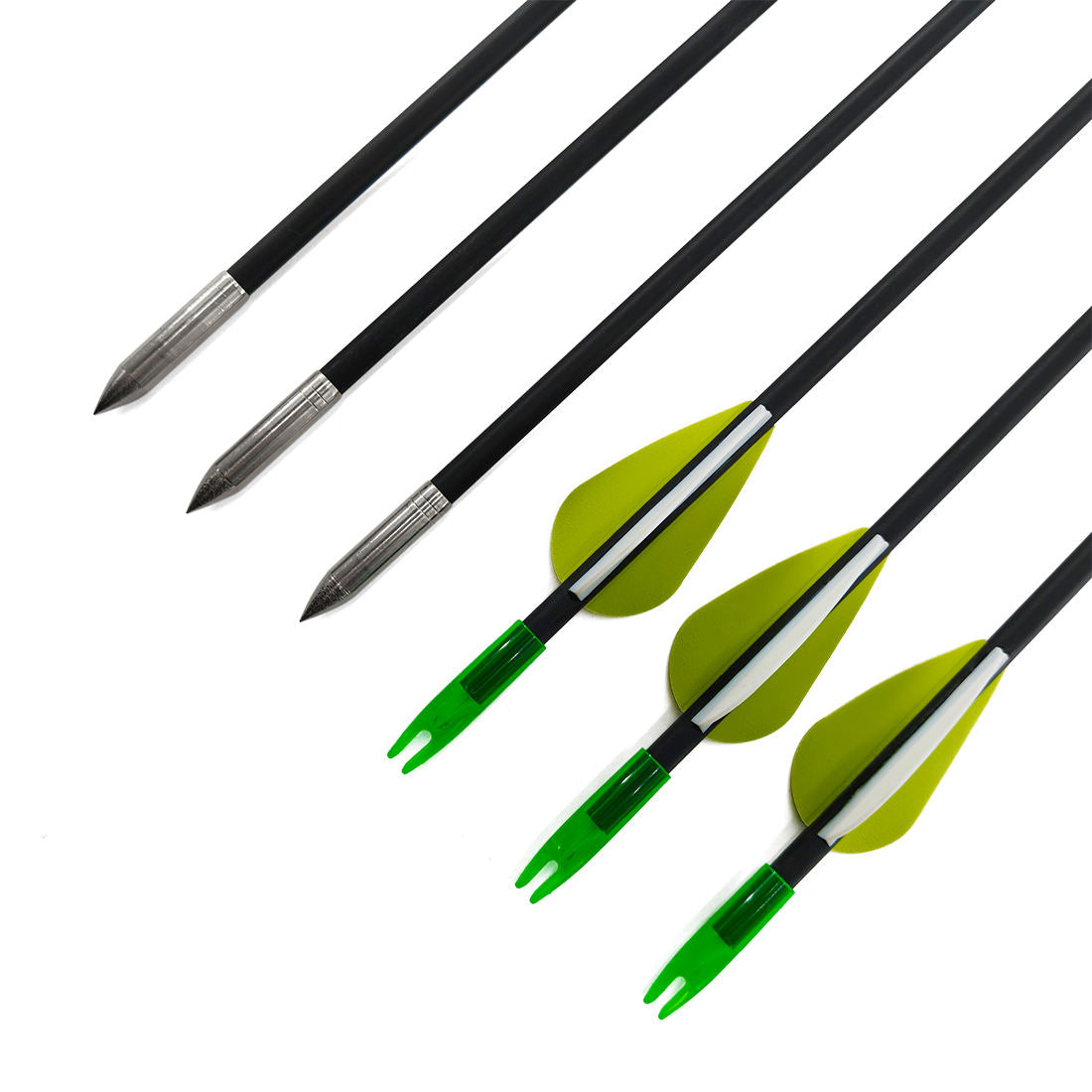 12pcs 31.5 Inch Carbon Composite Arrows 4.2mm ID with Steel Tips Plastic Vanes