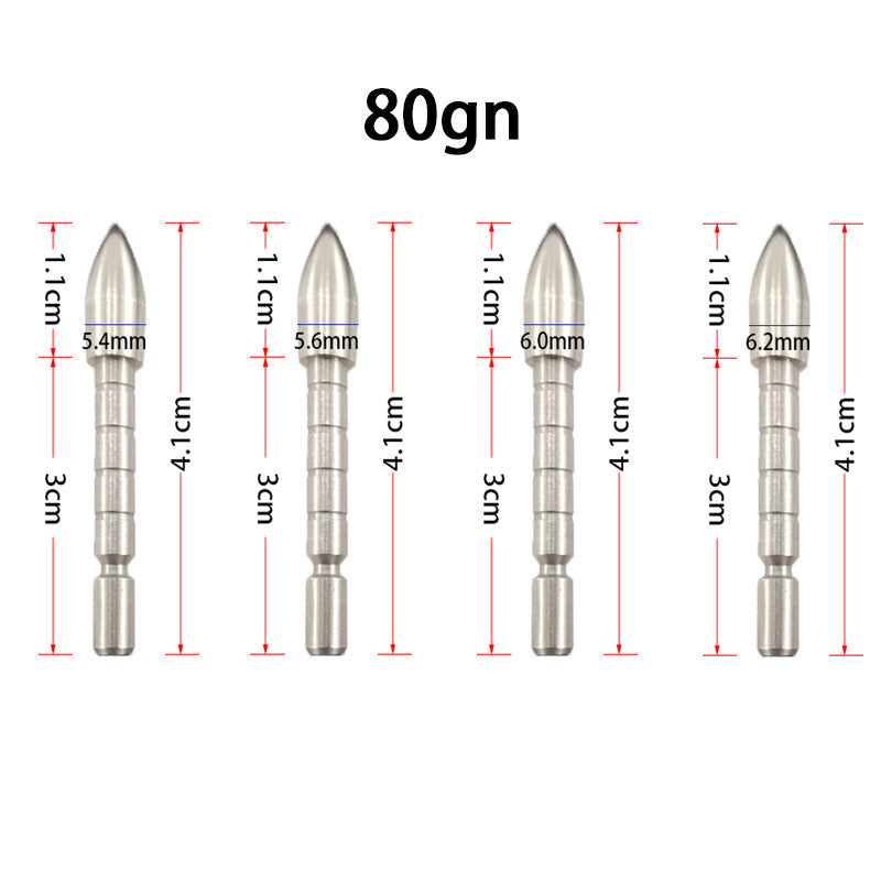 12Pcs 4.2mm Stainless Steel Arrow Points 80/100/120 Grain Target Arrow Tips for Archery Practice