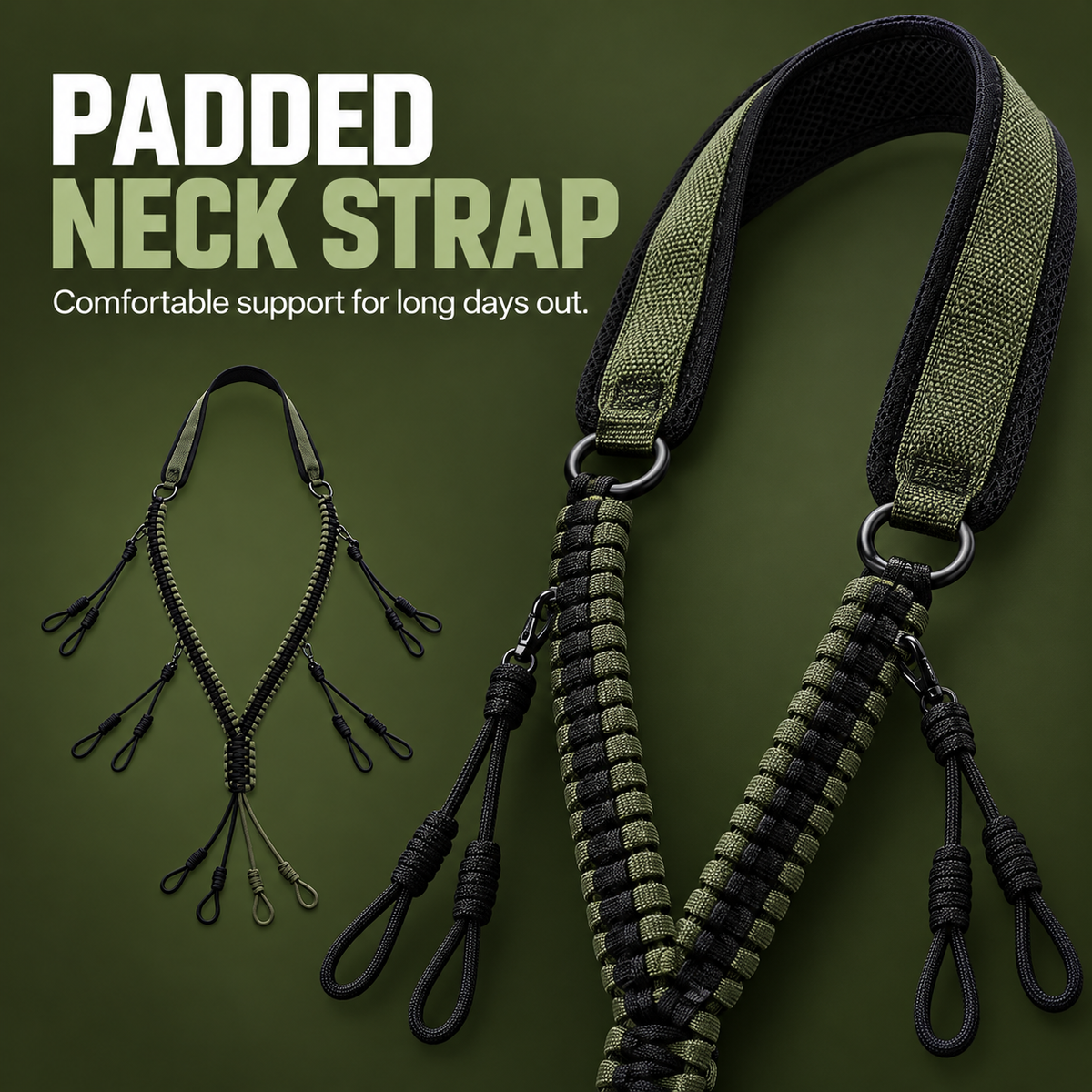 Hand Woven Duck Call Lanyard 12 Call Holder with Comfortable Neck Strap