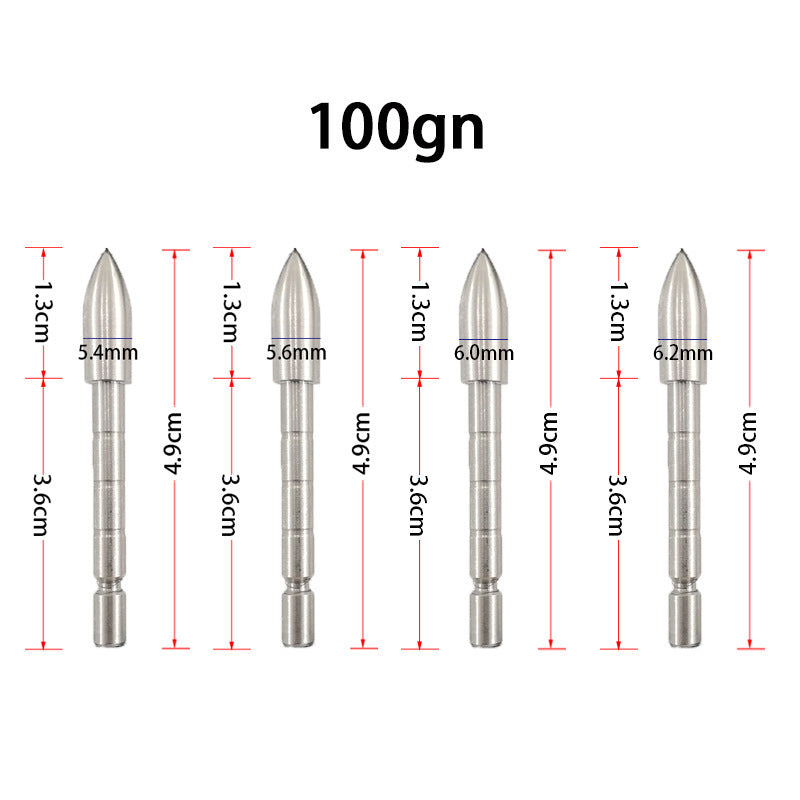 12Pcs 4.2mm Stainless Steel Arrow Points 80/100/120 Grain Target Arrow Tips for Archery Practice
