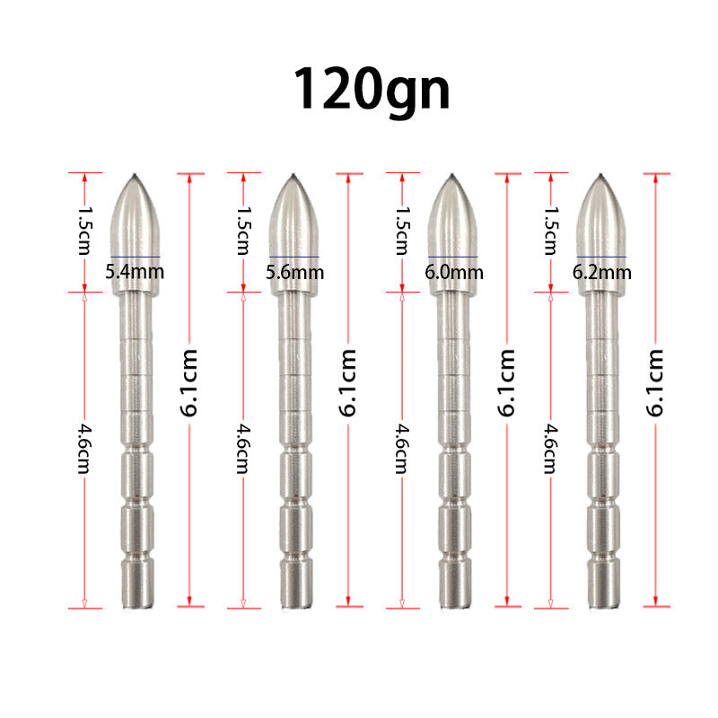12Pcs 4.2mm Stainless Steel Arrow Points 80/100/120 Grain Target Arrow Tips for Archery Practice