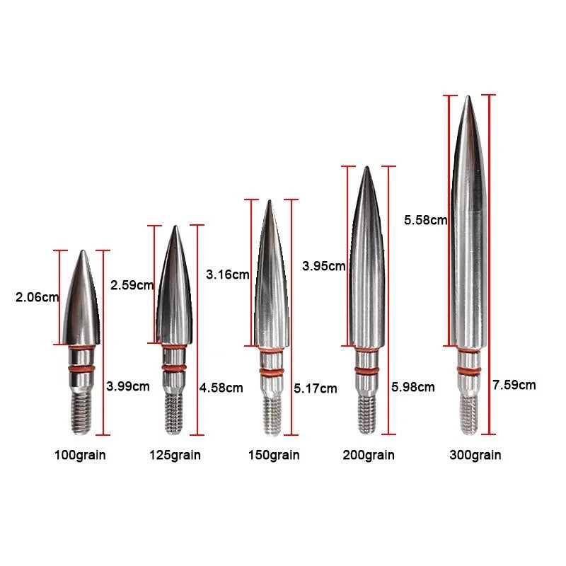 12Pcs Steel Target Arrow Points 100/125/150/200/300 Grain Archery Field Tips for Target Practice