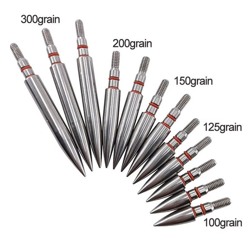 12Pcs Steel Target Arrow Points 100/125/150/200/300 Grain Archery Field Tips for Target Practice