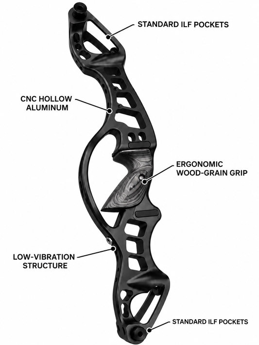 ILF Recurve Bow Riser CNC Aluminum Handle with Ergonomic Grip