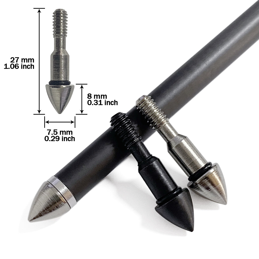 12Pcs Steel Target Arrow Points 100/125/150/200/300 Grain Archery Field Tips for Arrow Building